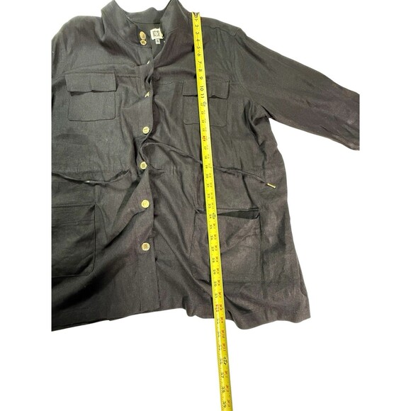 Anne Klein Black Linen blend Jacket Women' SZ 3X drawstring coat - Picture 8 of 16